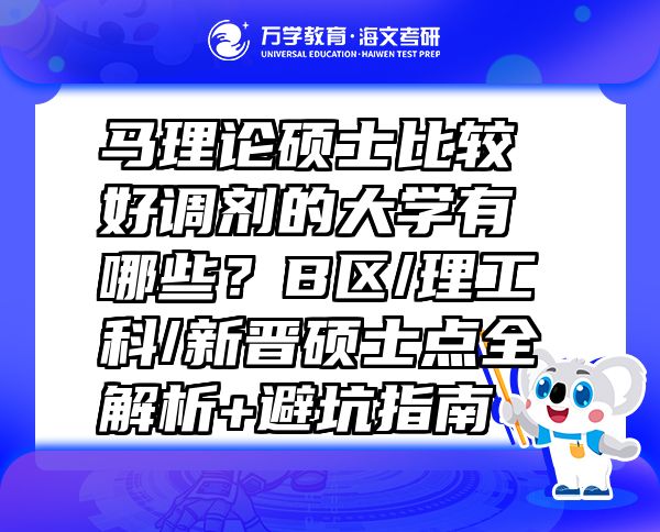 馬理論碩士比較好調(diào)劑的大學有哪些？B區(qū)/理工科/新晉碩士點全解析+避坑指南
