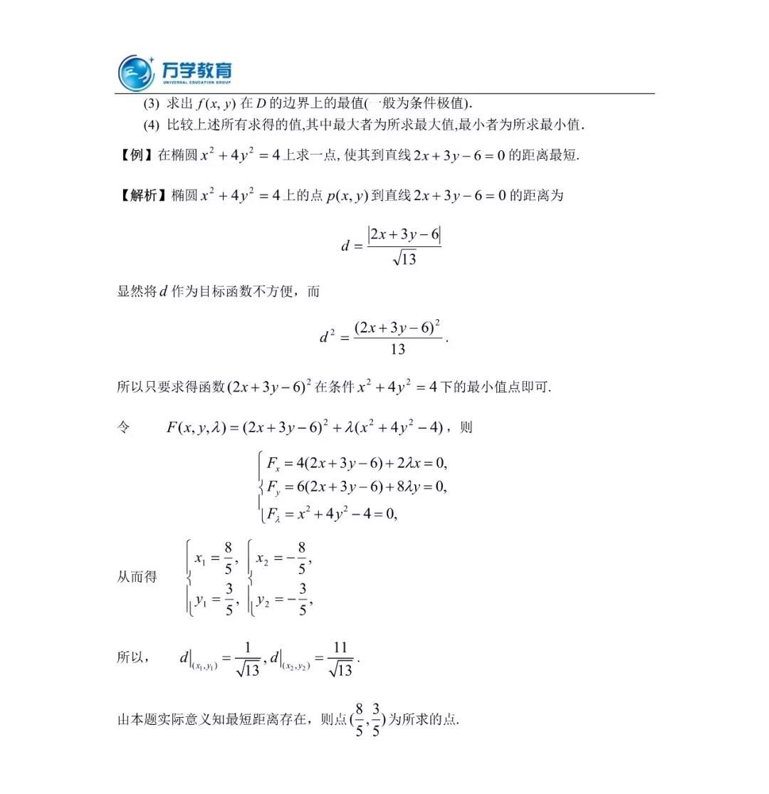 20考研數(shù)學(xué)沖刺必看考點(diǎn)——多元函數(shù)微分學(xué)的應(yīng)用